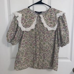 Zara flower/cottage-core blouse